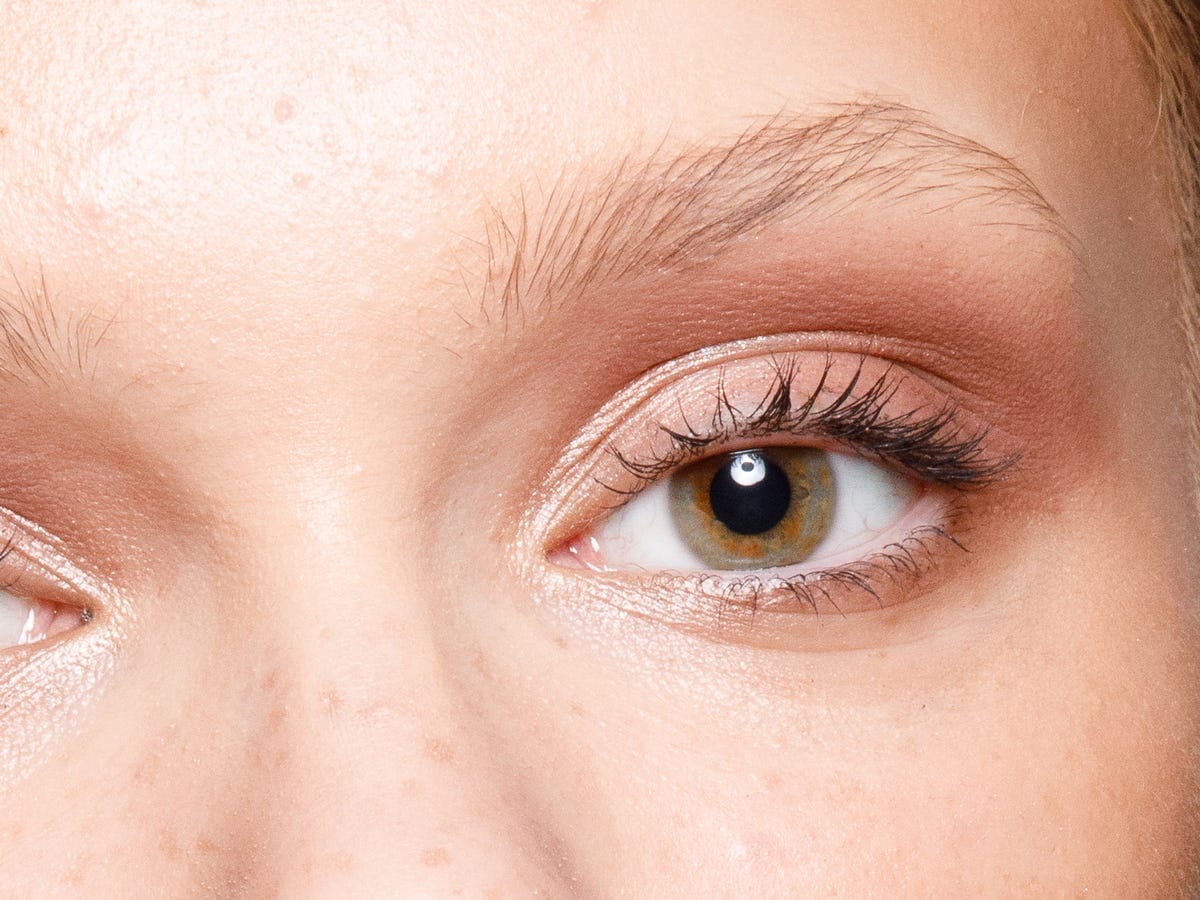 Soft natural eye makeup close-up