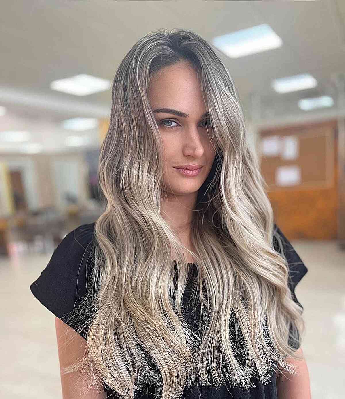 Ash-blonde waves styled at Maison Belle
