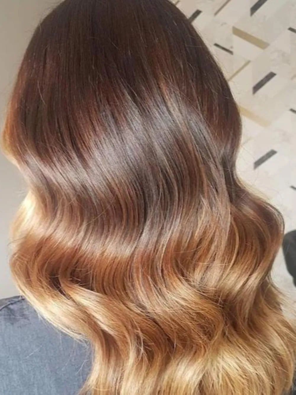 Glossy dimensional balayage after the transformation